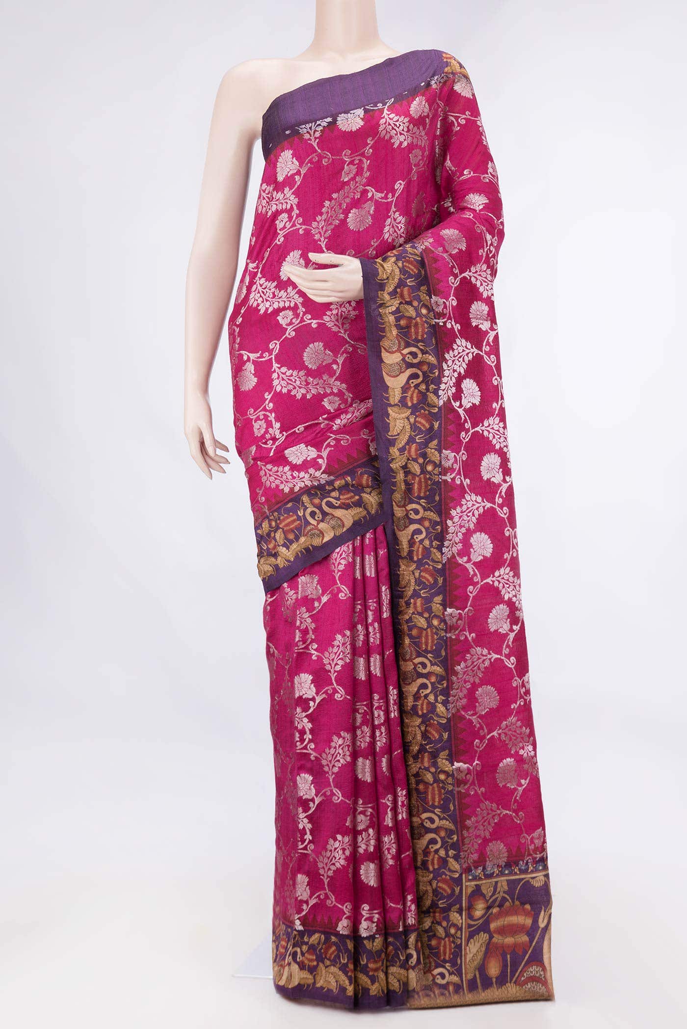 Rani Pink Dual Tone Raw Silk Saree