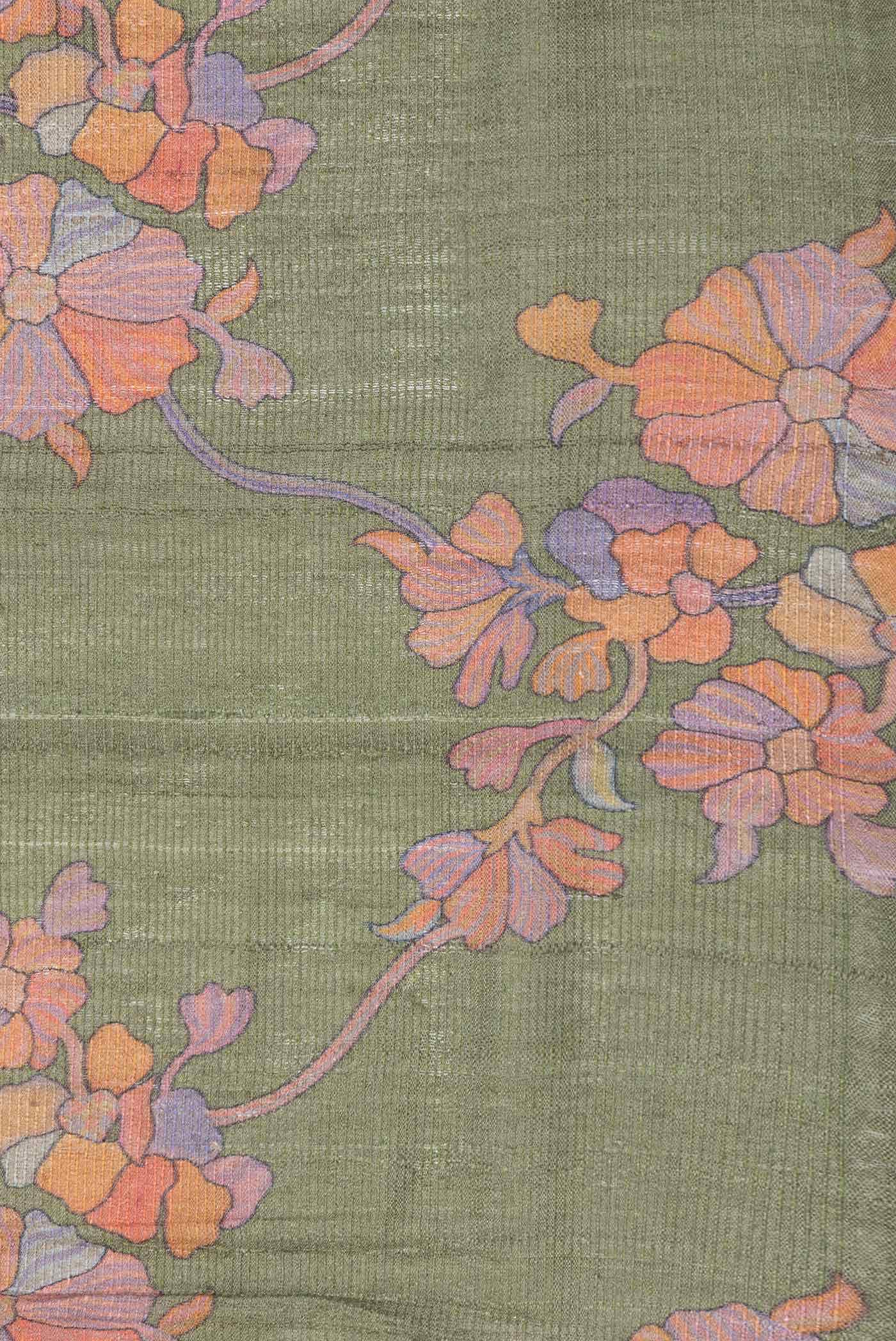 Green Dual Tone Tussar Silk Saree