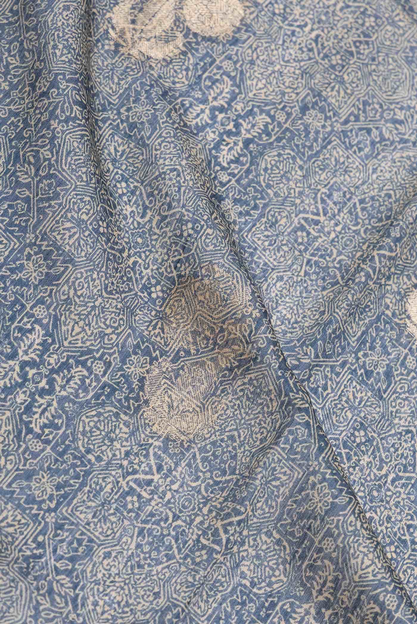 Navy Blue Dual Tone Tussar Silk Saree