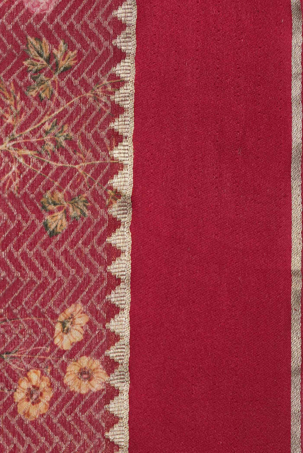 Maroon Mysore Crepe Saree