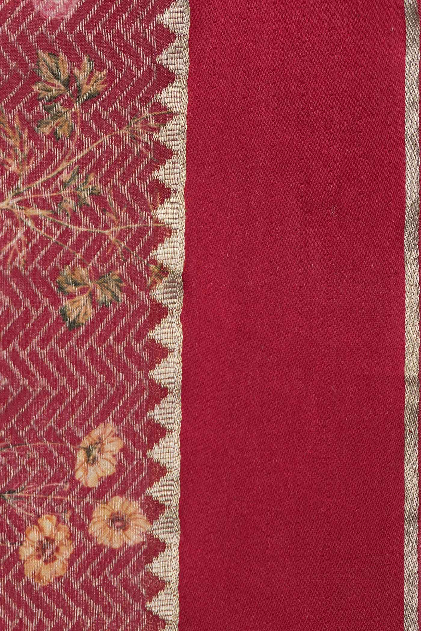 Maroon Mysore Crepe Saree