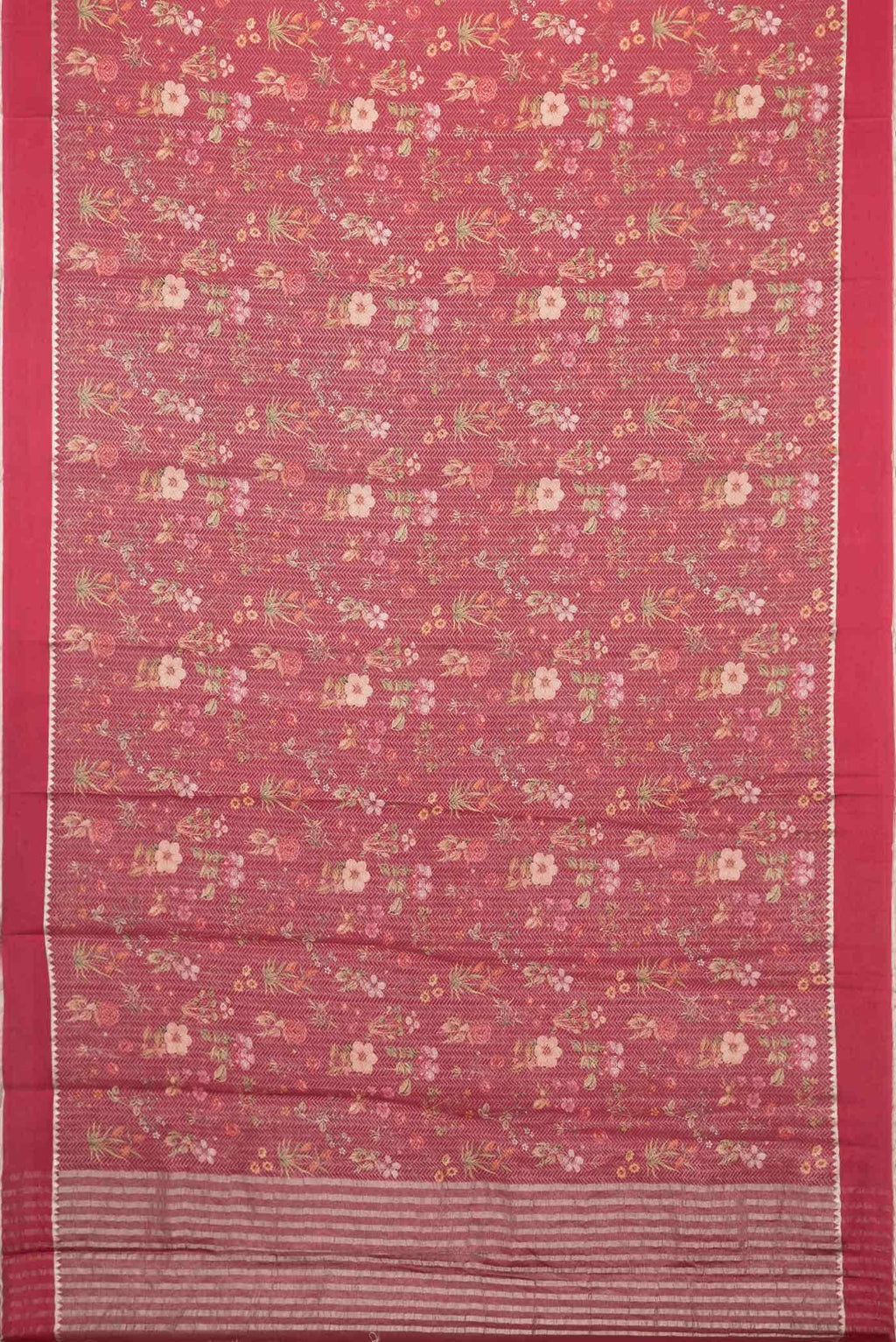 Maroon Mysore Crepe Saree