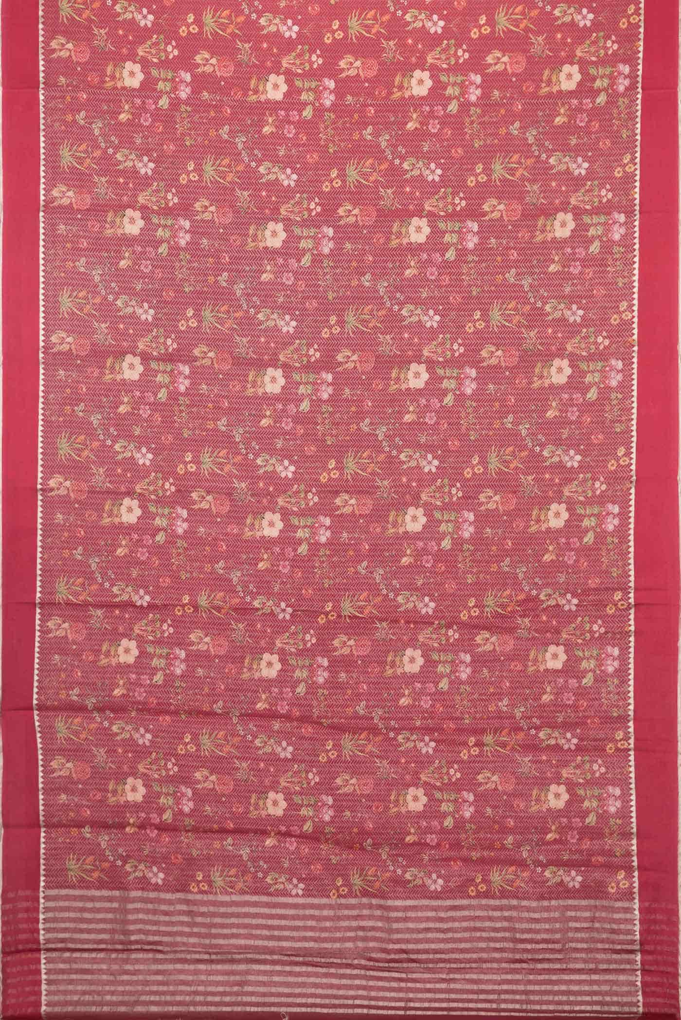 Maroon Mysore Crepe Saree