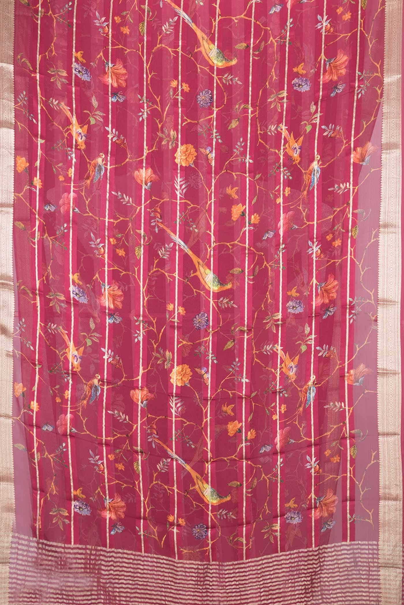 Imperial Red Dual Tone Mysore Georgette Saree