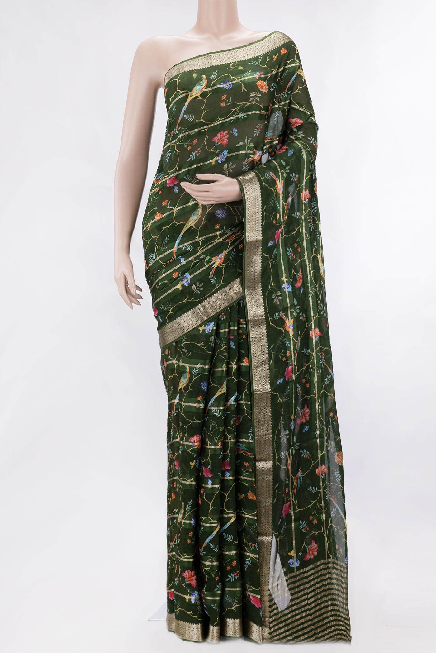 Green Dual Tone Mysore Georgette Saree