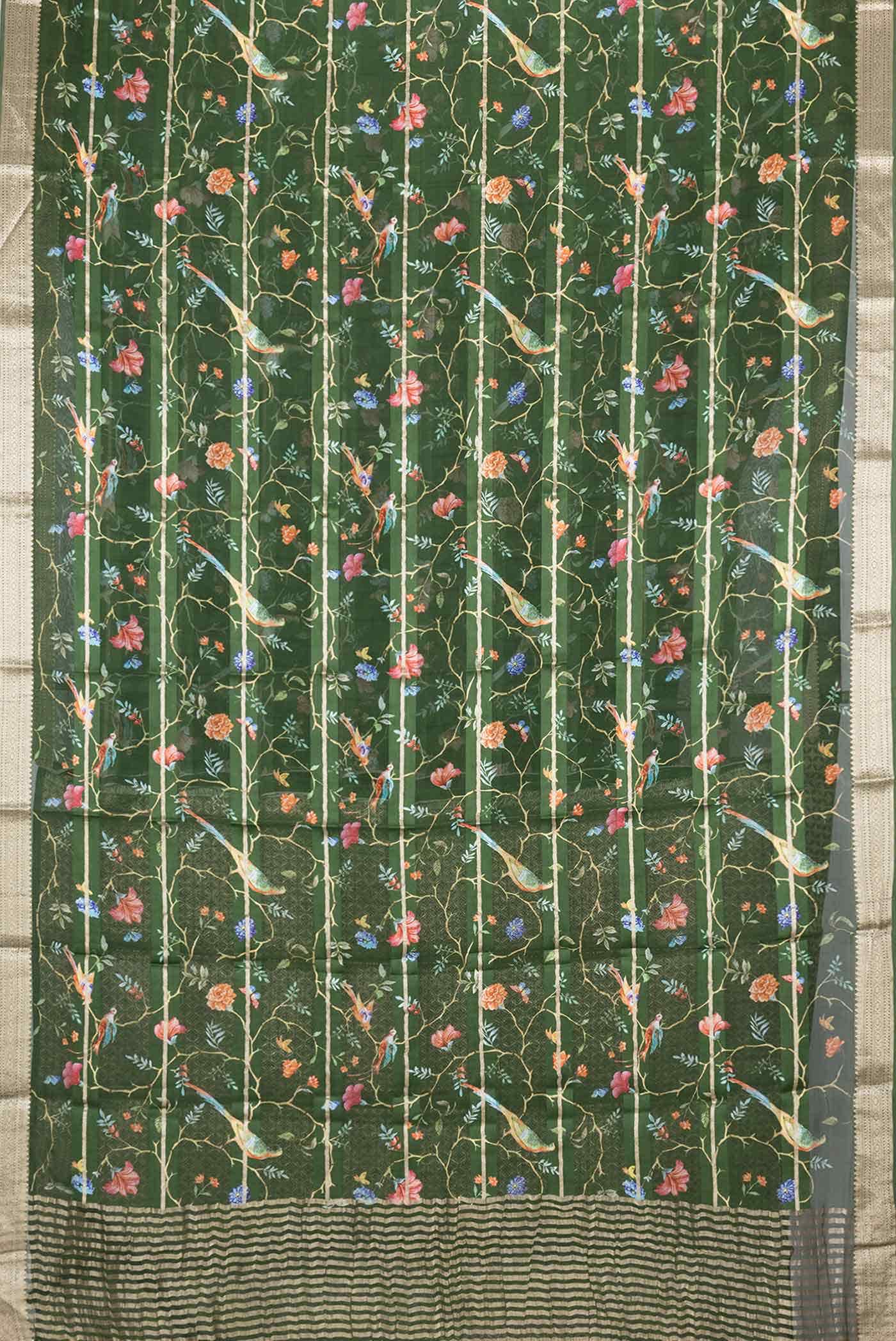 Green Dual Tone Mysore Georgette Saree