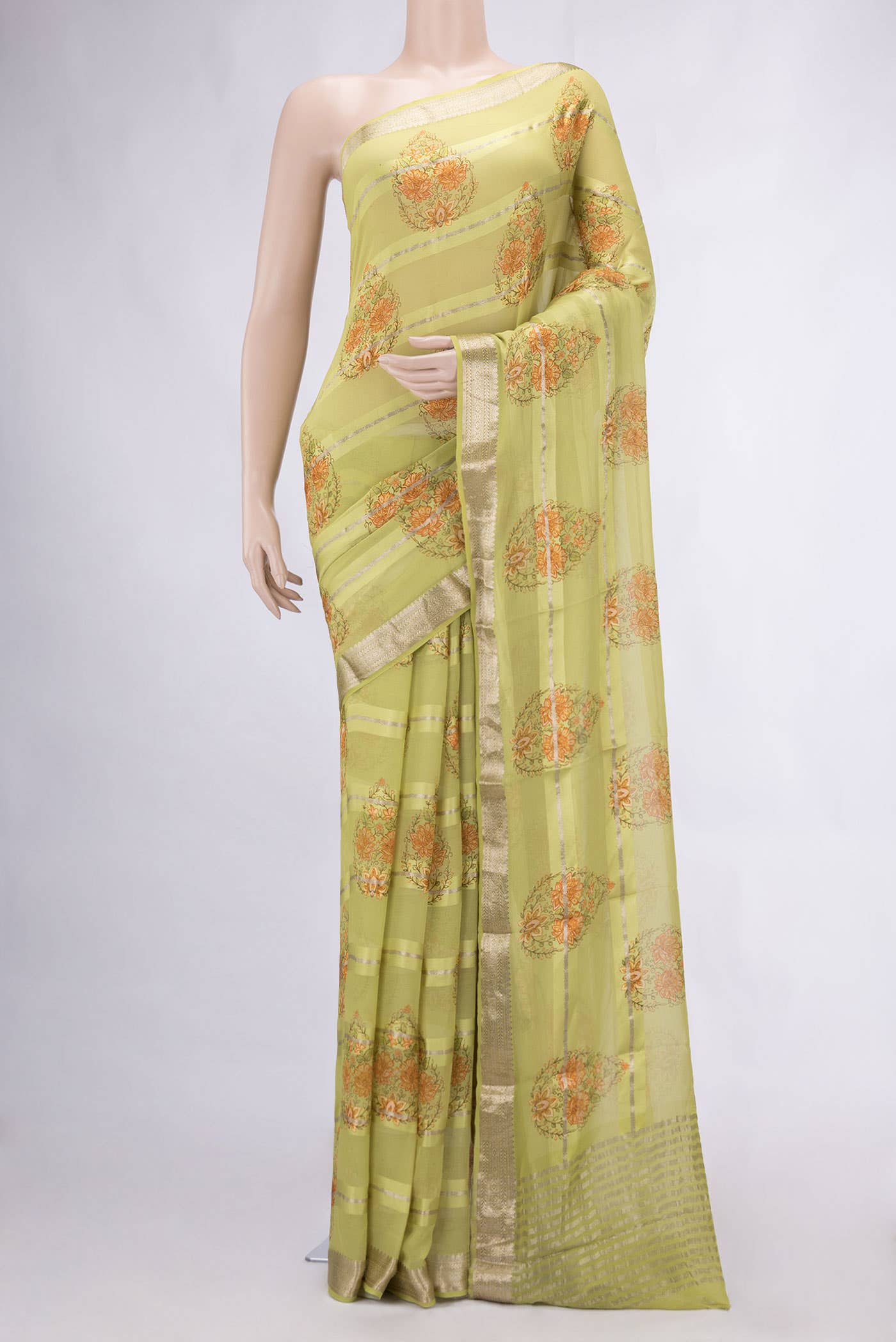 Pista Green Mysore Georgette Saree