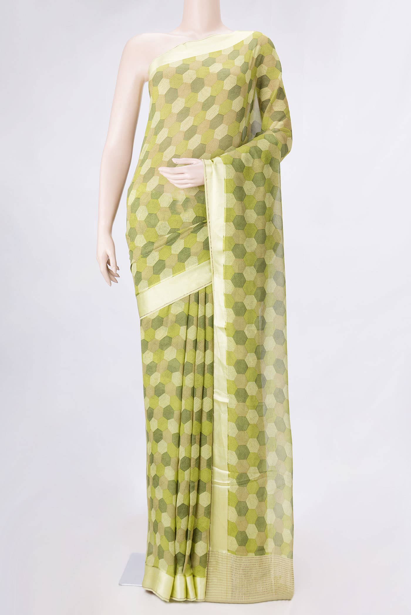 Green Dual Tone Mysore Chiffon Saree