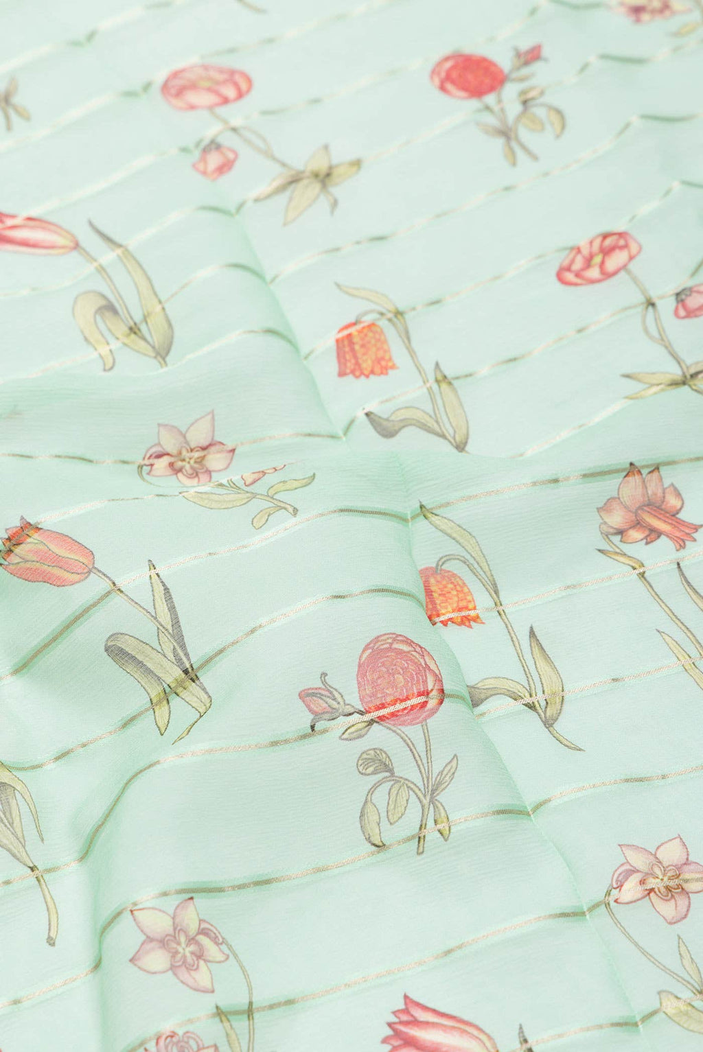 Sea Green Dual Tone Mysore Crepe Saree