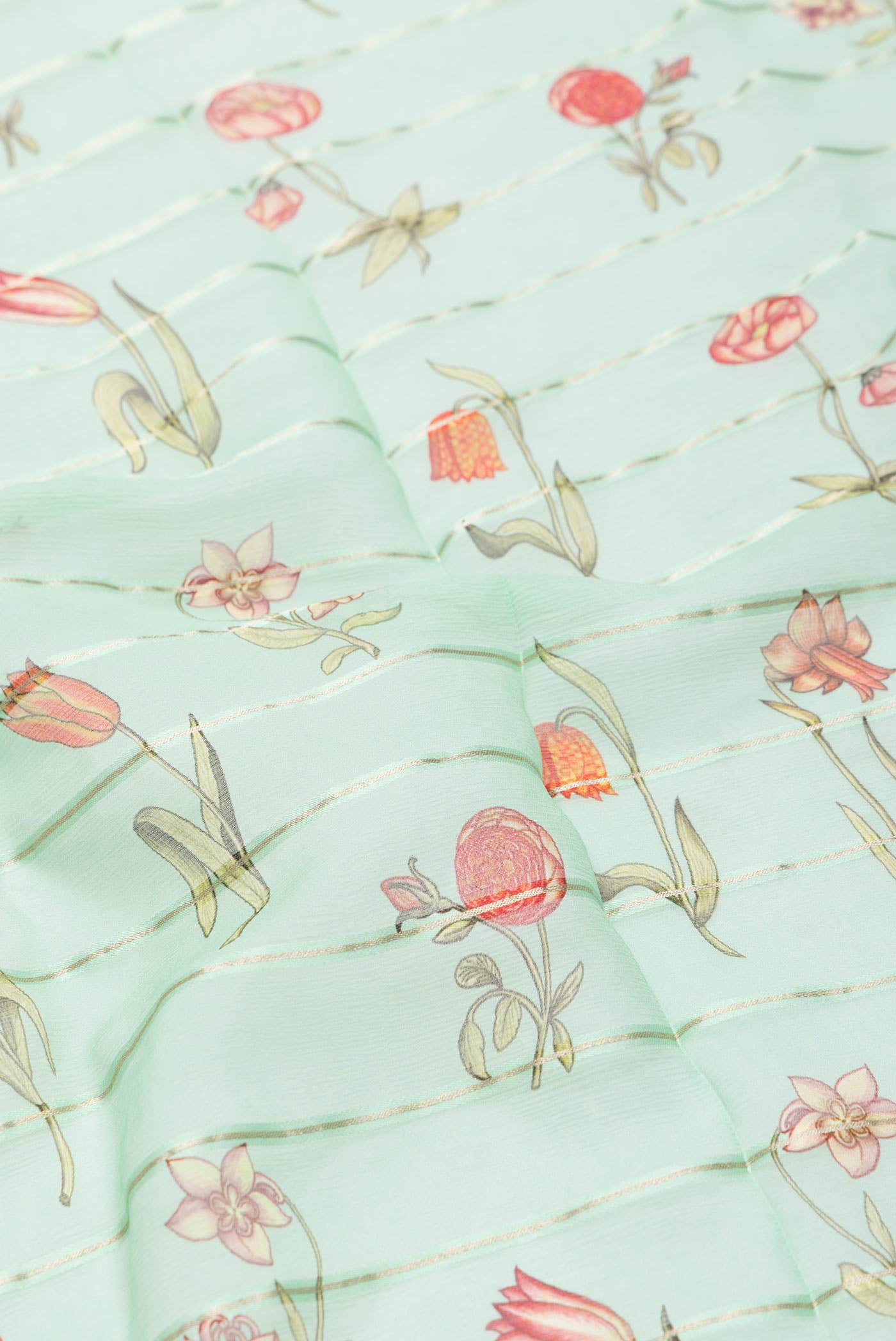 Sea Green Dual Tone Mysore Crepe Saree