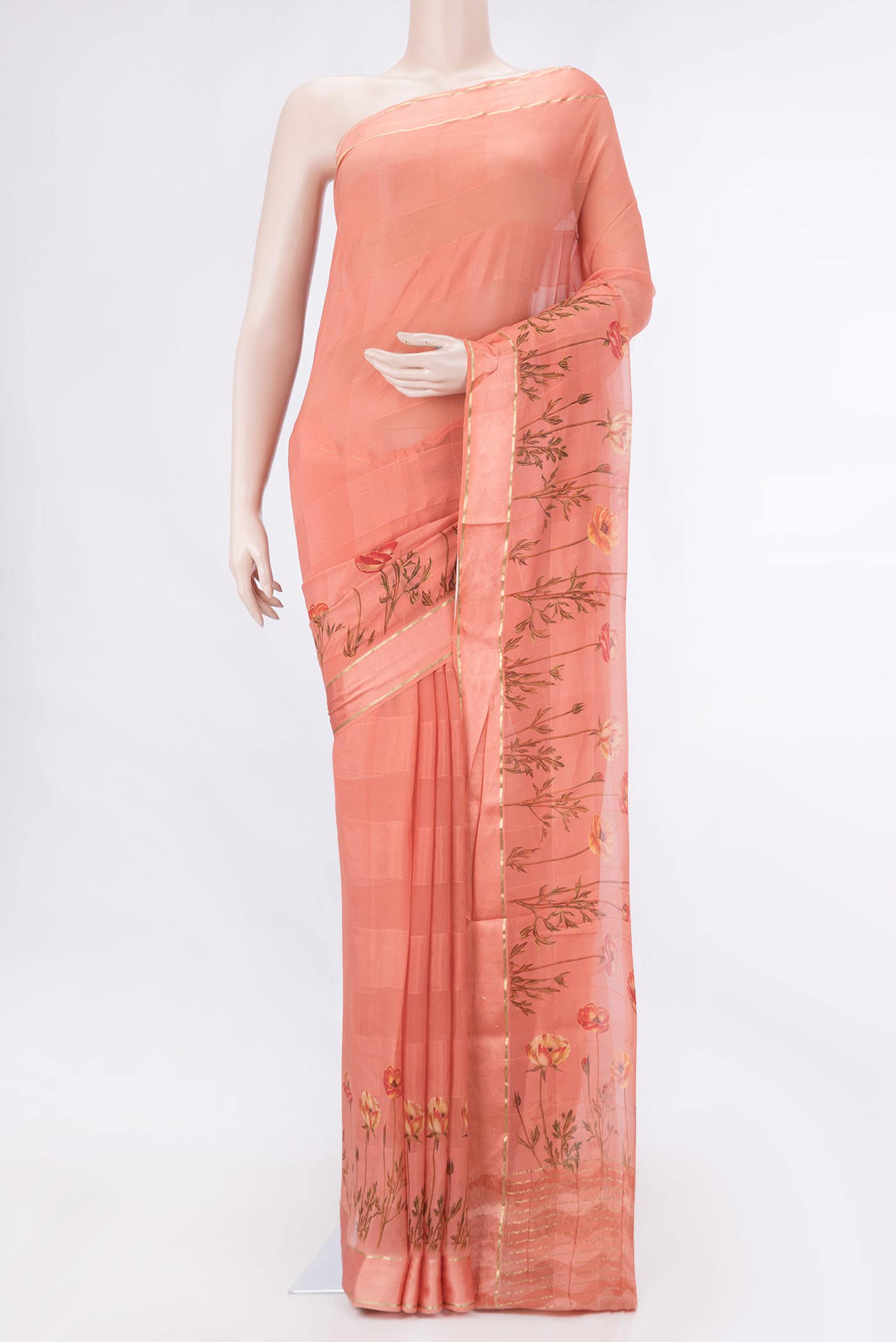 Peach Dual Tone Georgette Saree