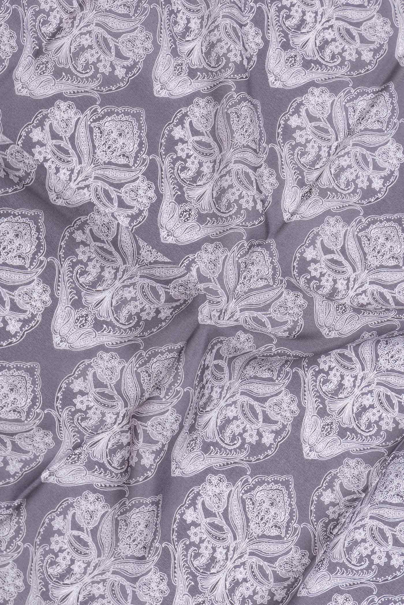 Grey Dual Tone Mysore Crepe Saree