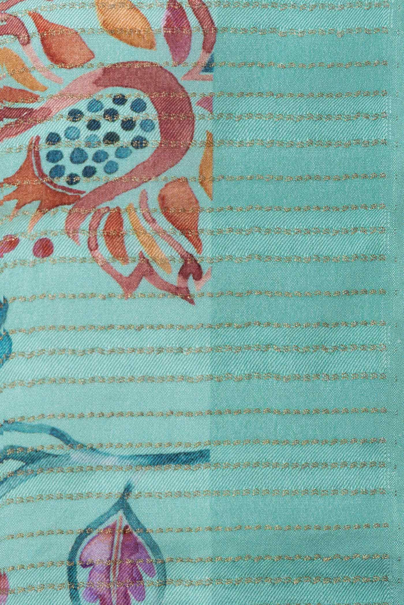 Sea Green Mysore Crepe Saree