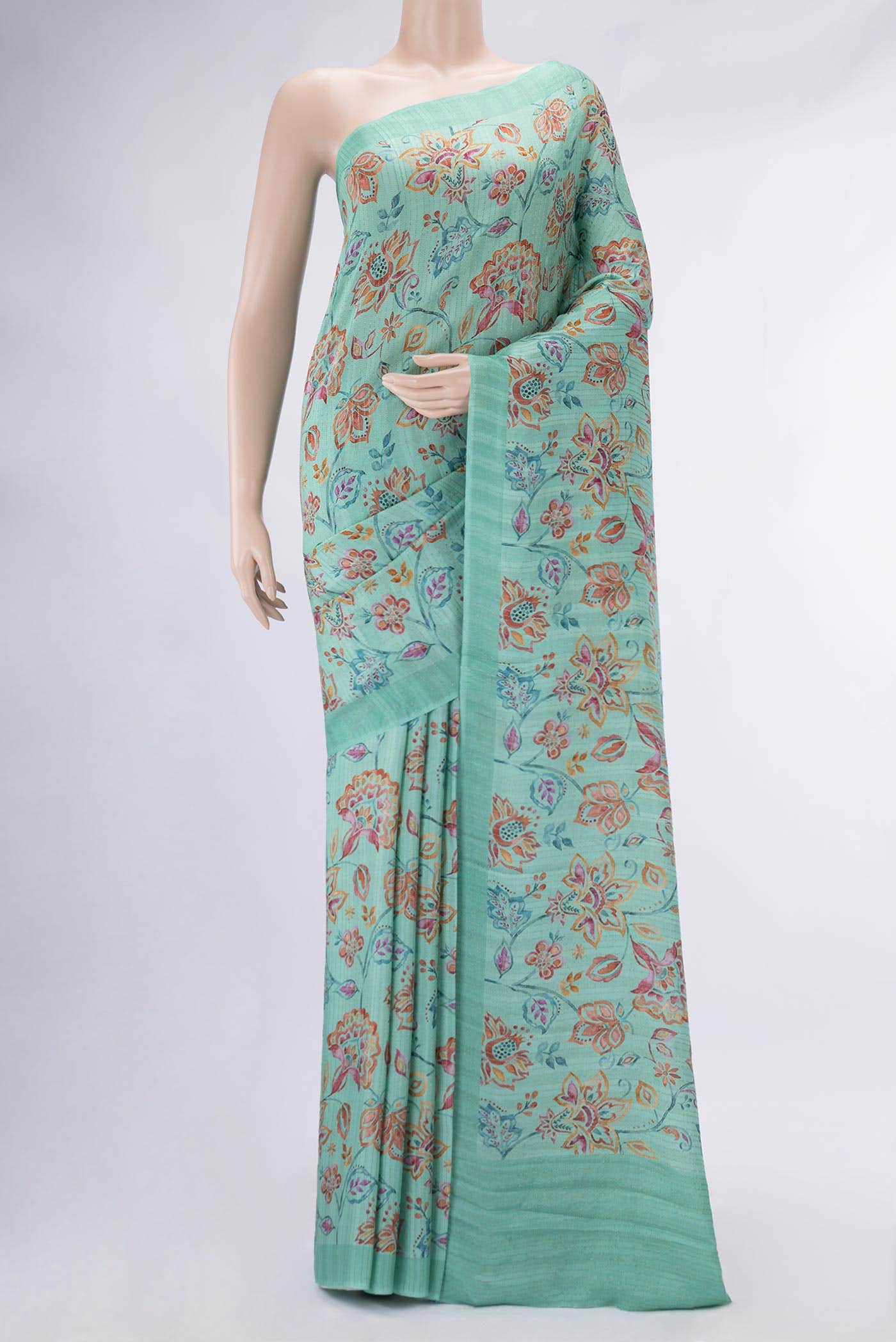 Sea Green Mysore Crepe Saree