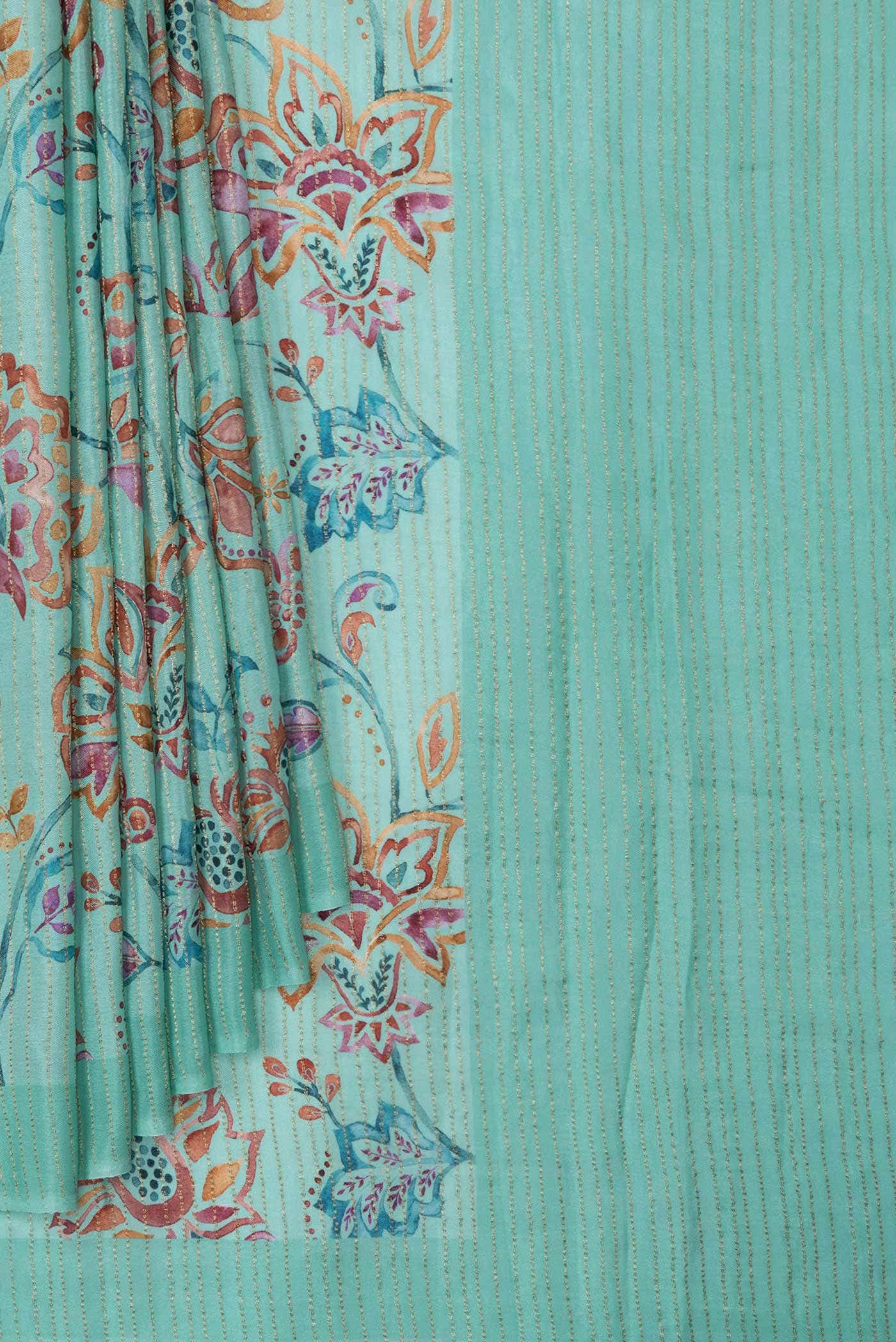 Sea Green Mysore Crepe Saree