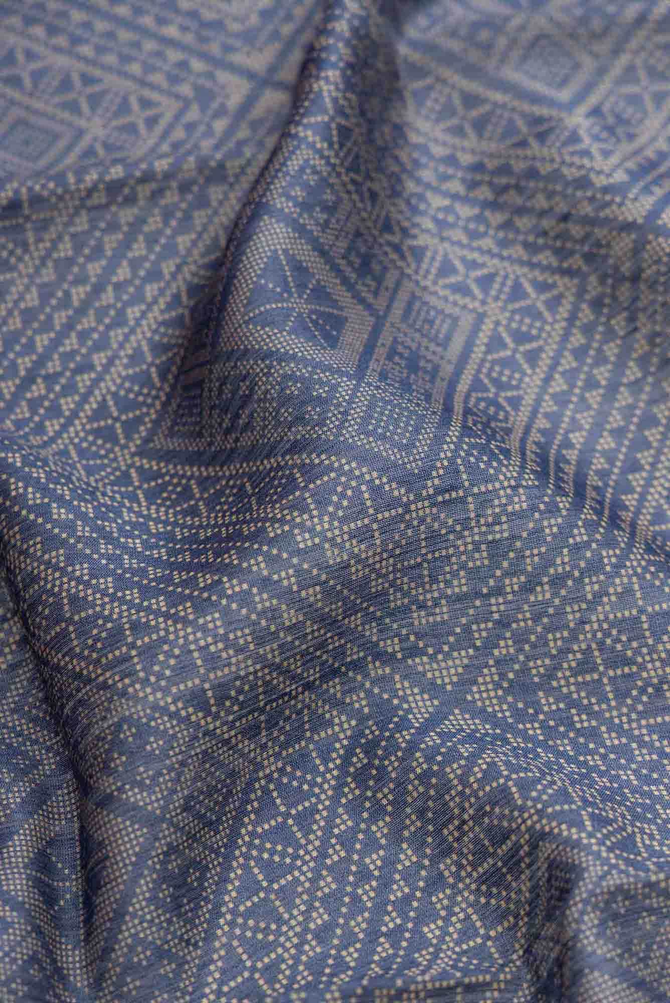 Blue Dual Tone Tussar Silk Saree