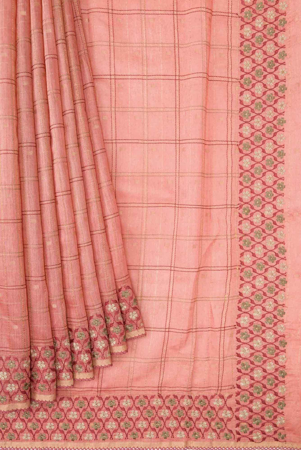Rose pink Dual Tone Tussar Silk Saree