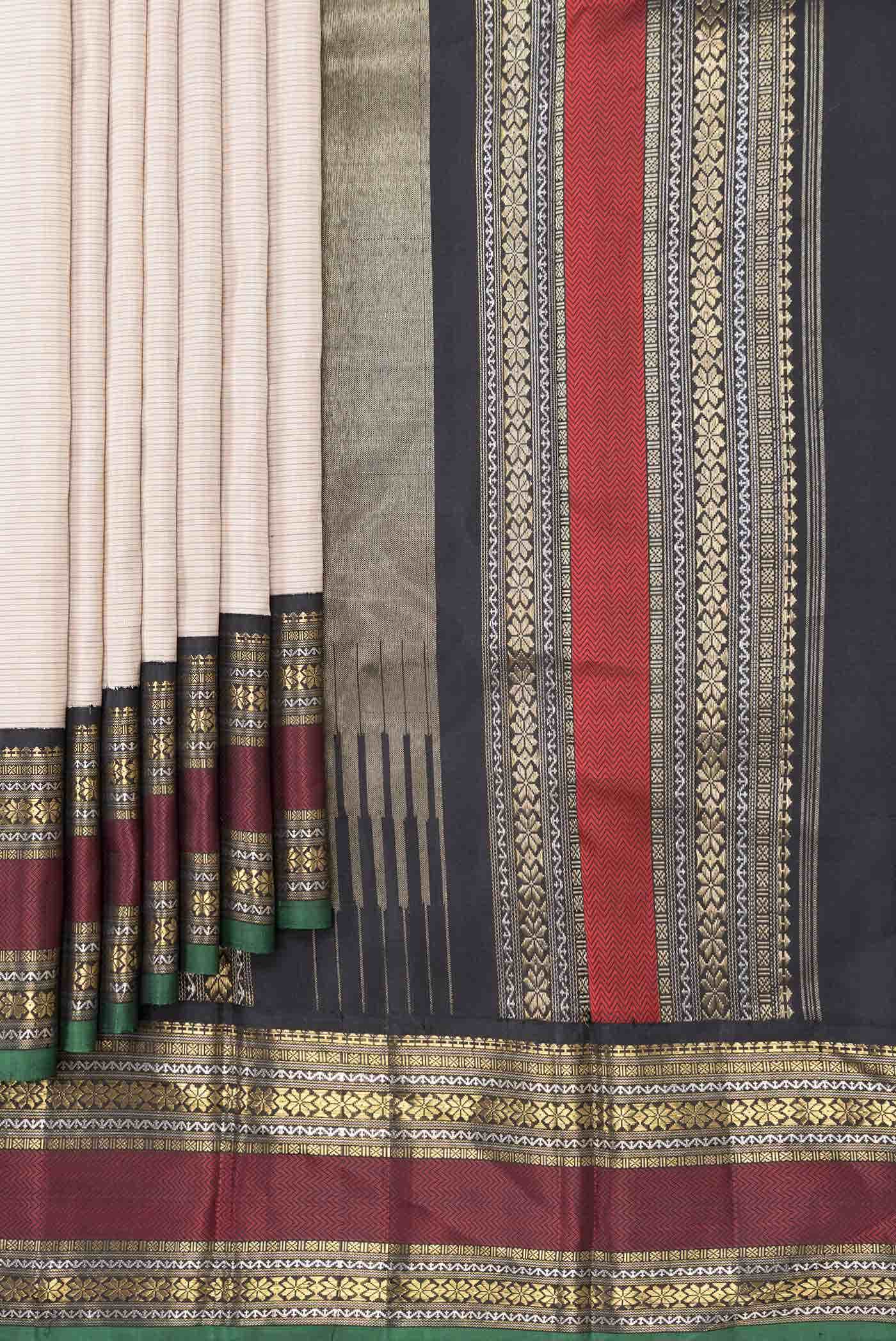 Pure Silk Pure Zari Beige Dual Tone Kanchipuram Saree