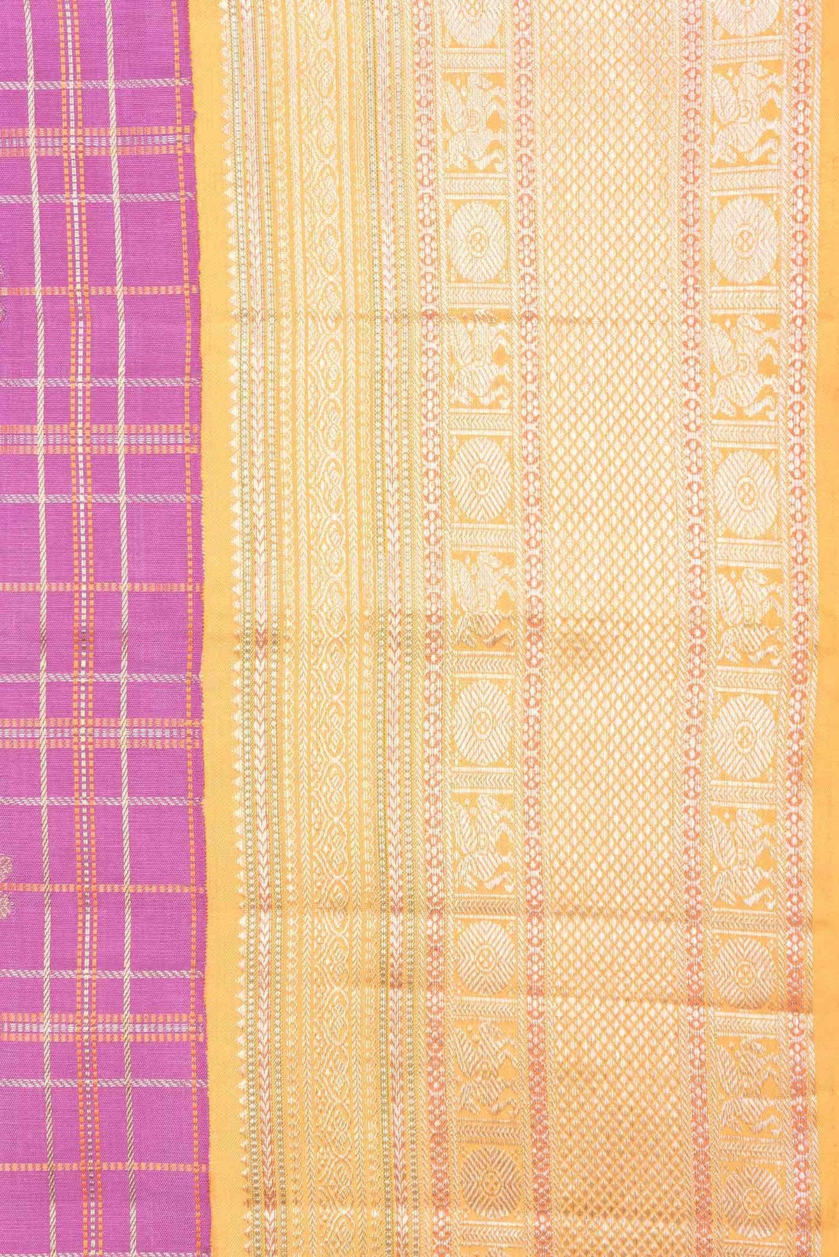 Pure Silk Pure Zari Lavender Kanjivaram Saree