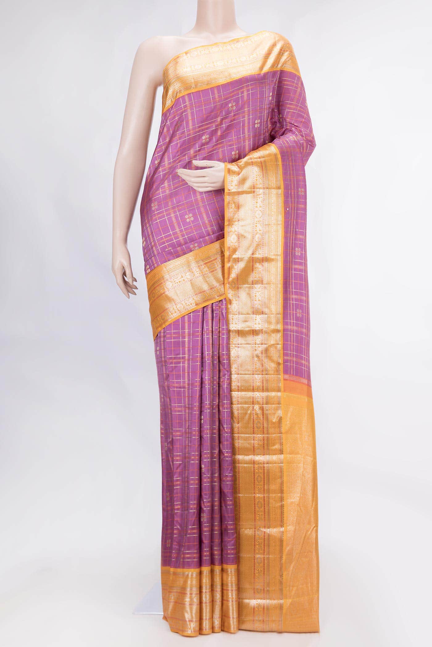 Pure Silk Pure Zari Pink Dual Tone Kanchipuram Saree