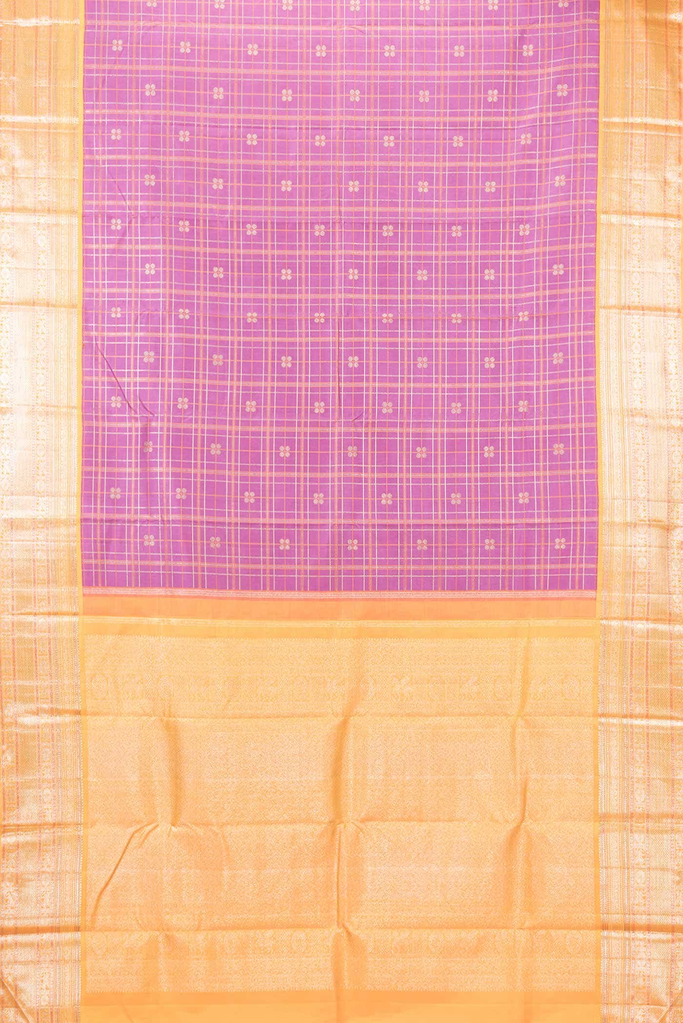 Pure Silk Pure Zari Pink Dual Tone Kanchipuram Saree