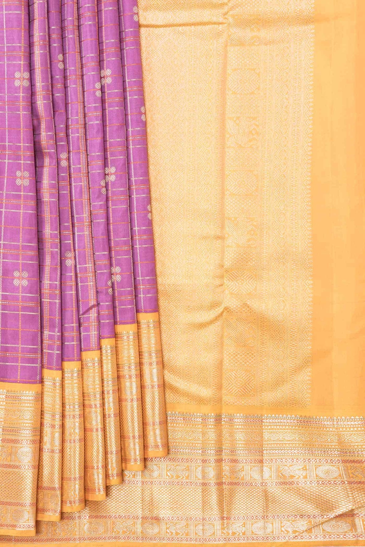 Pure Silk Pure Zari Lavender Kanjivaram Saree