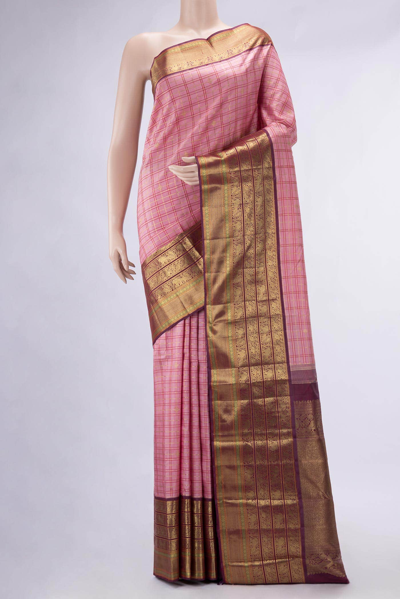 Pink Kanchipuram Silk Saree