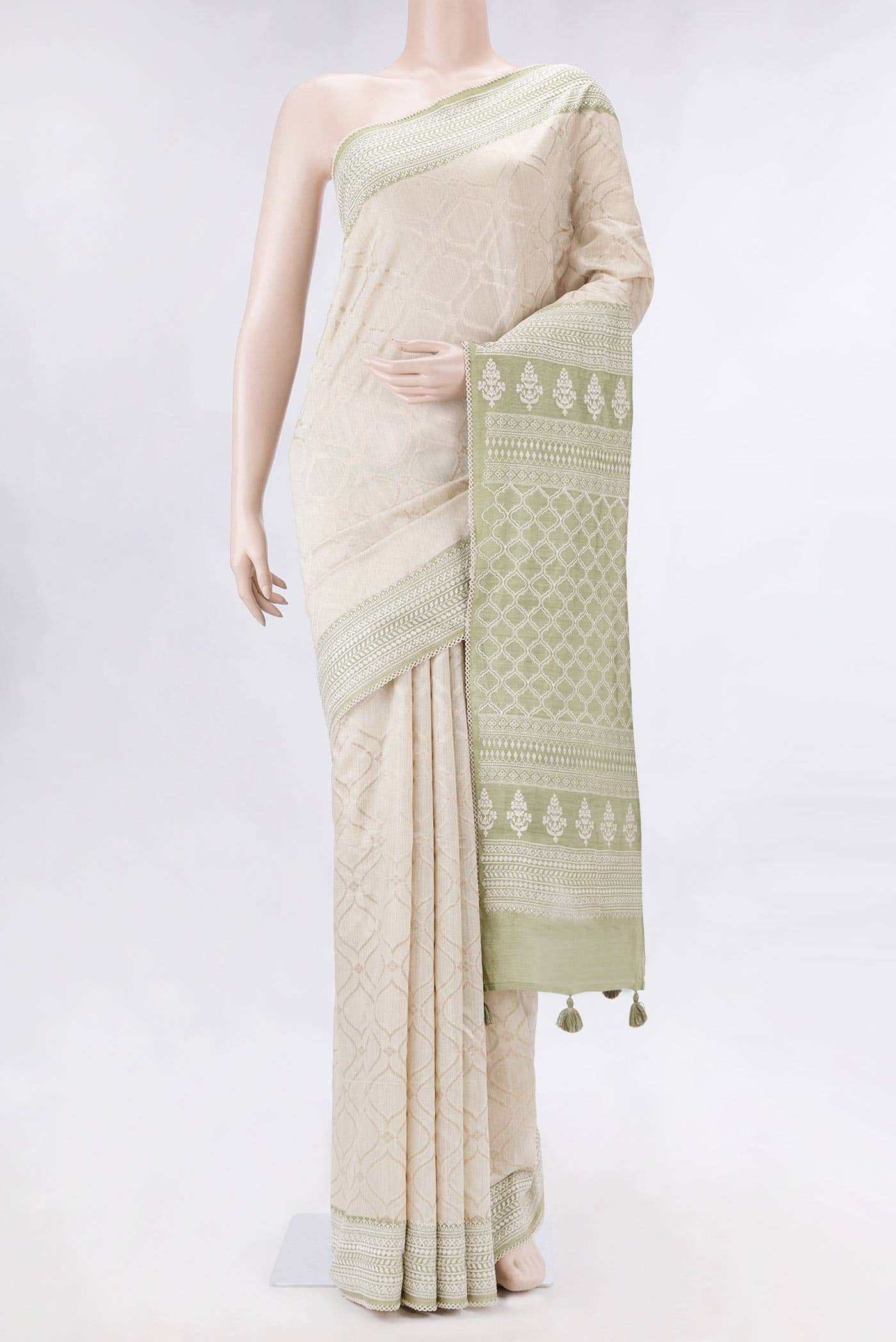 Beige Dual Tone Mysore Georgette Saree