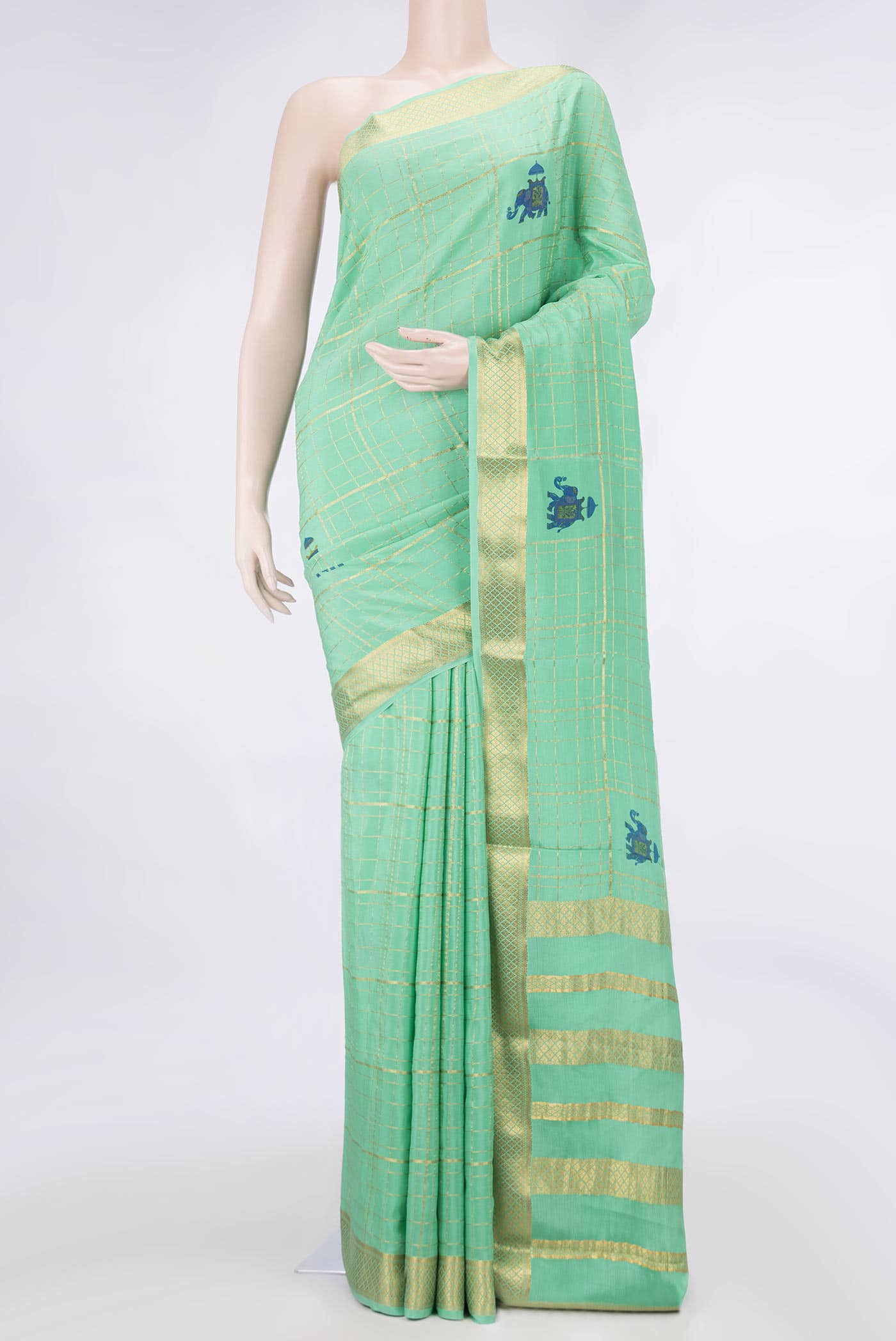 Sea Green Dual Tone Mysore Crepe Saree