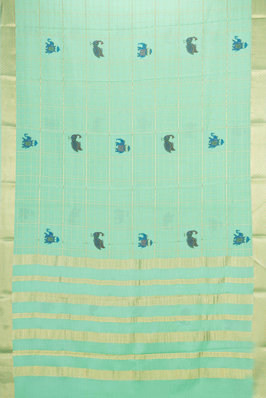 Sea Green Dual Tone Mysore Crepe Saree