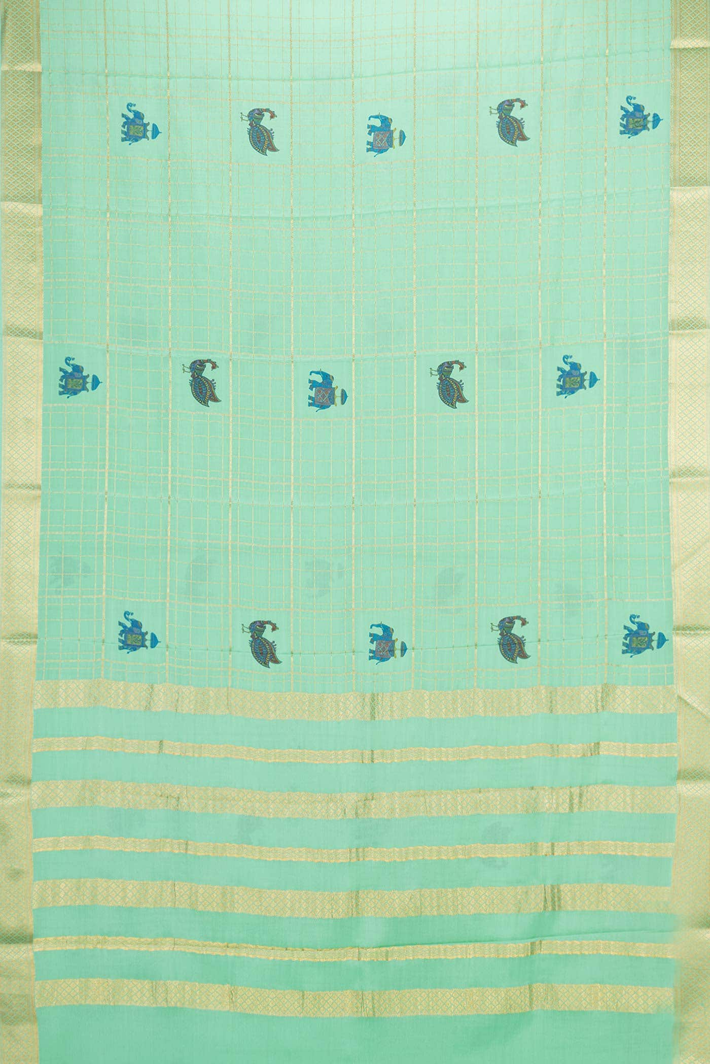Sea Green Dual Tone Mysore Crepe Saree