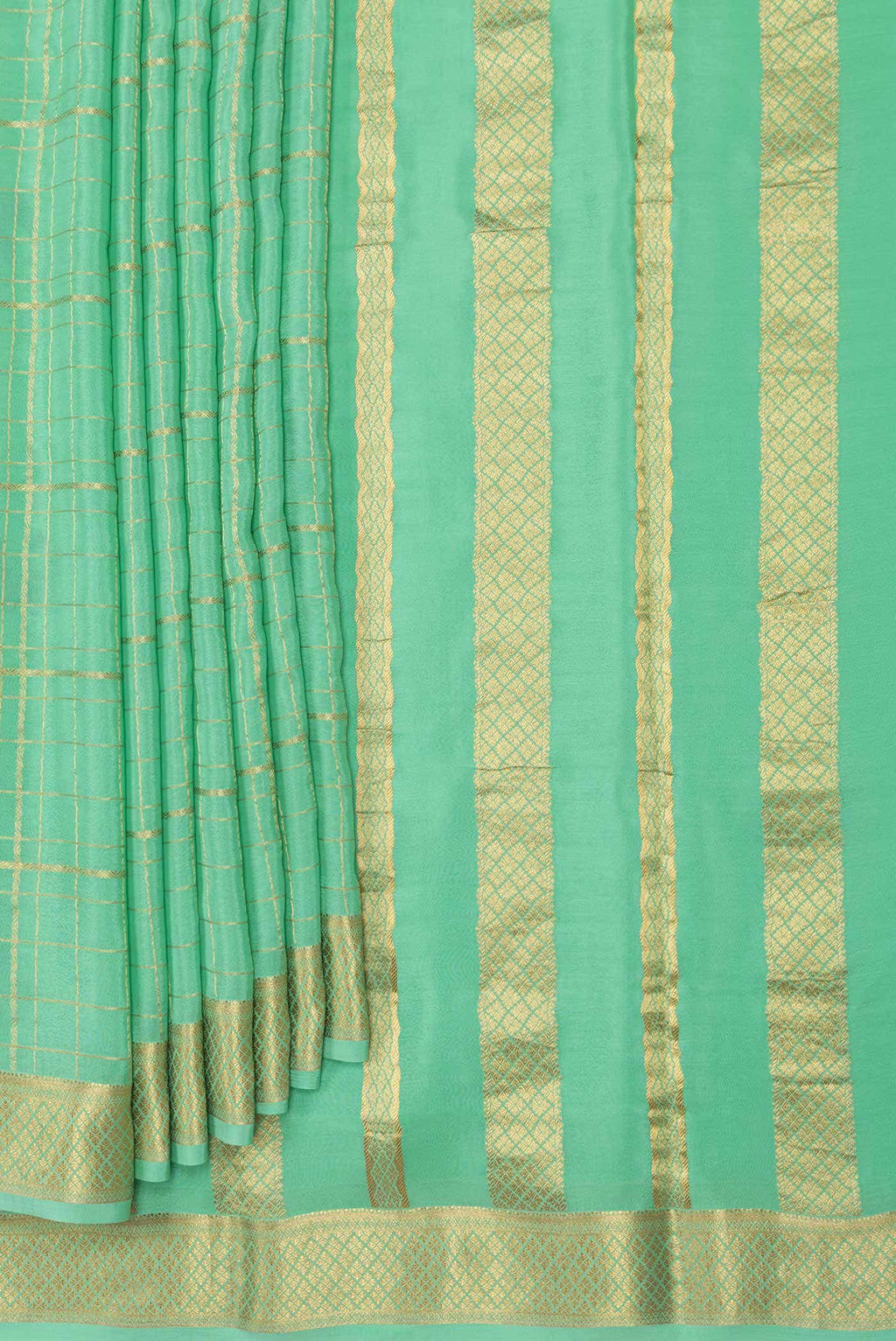 Sea Green Dual Tone Mysore Crepe Saree