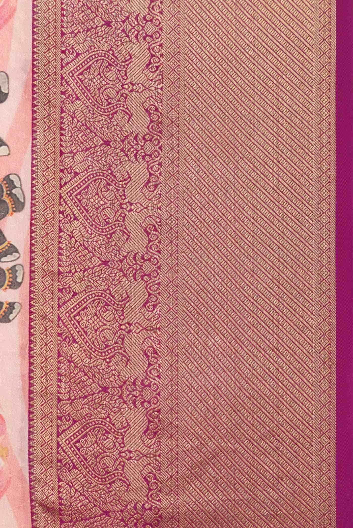 Golden Peach Kanchipuram Silk Saree