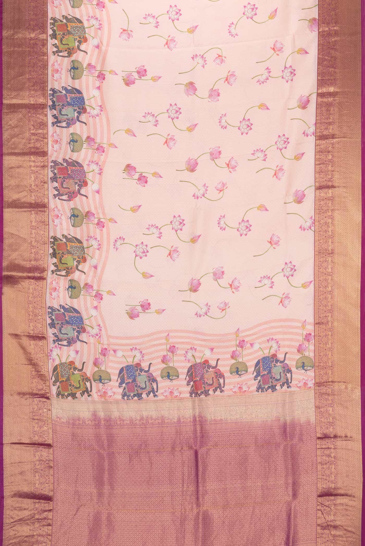 Golden Peach Kanchipuram Silk Saree
