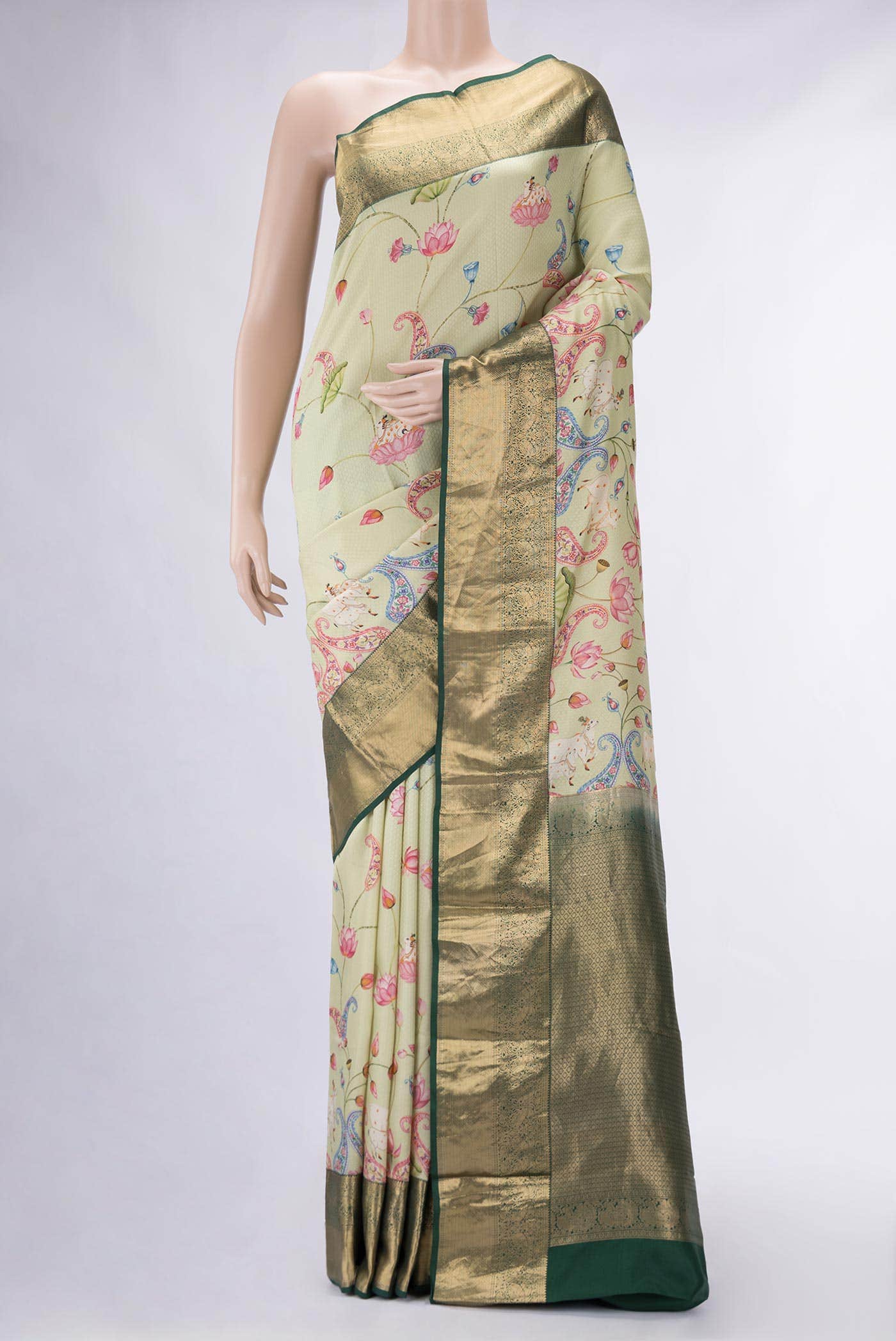 Pista Green Kanchipuram Silk Saree