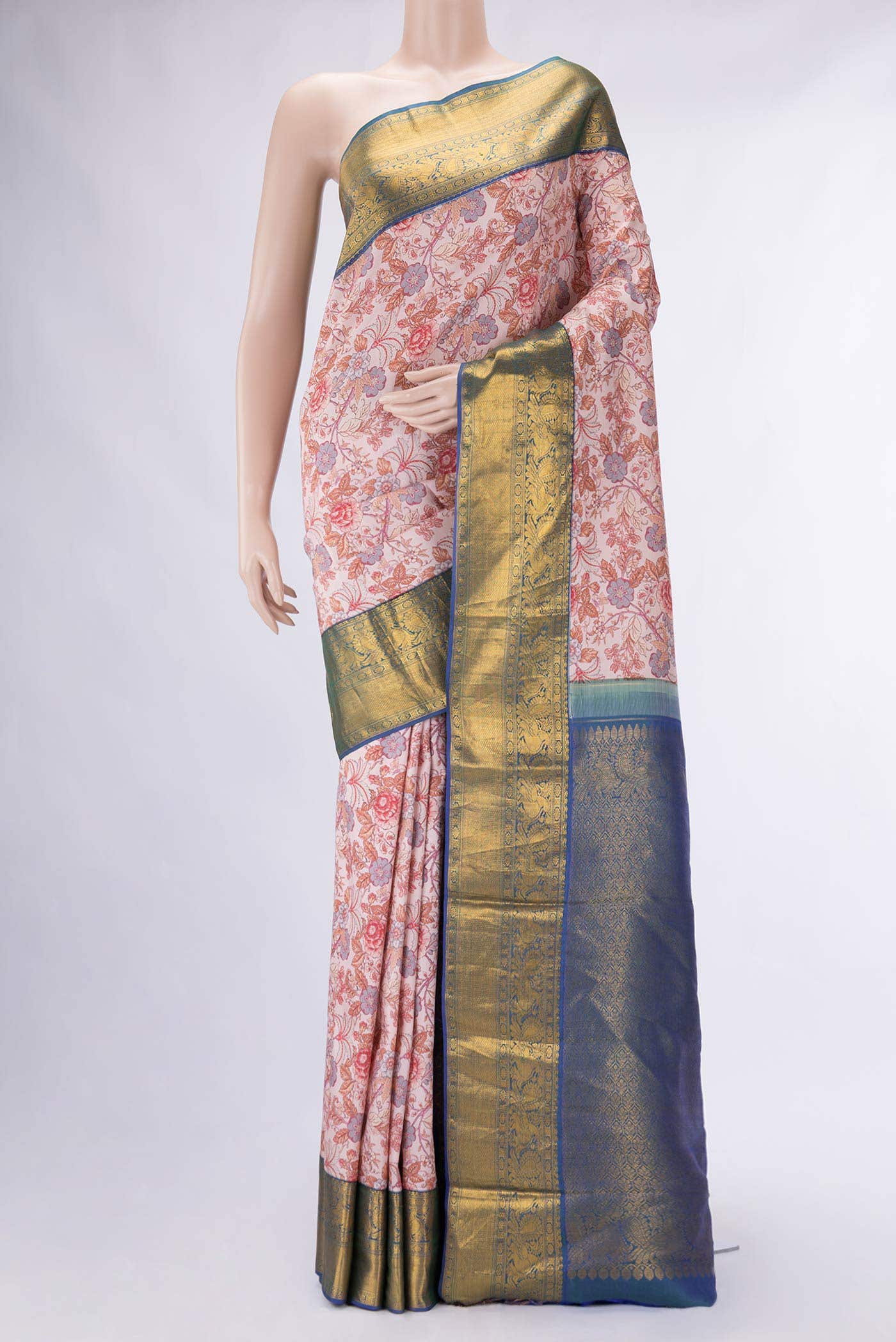 Peach Kanchipuram Silk Saree