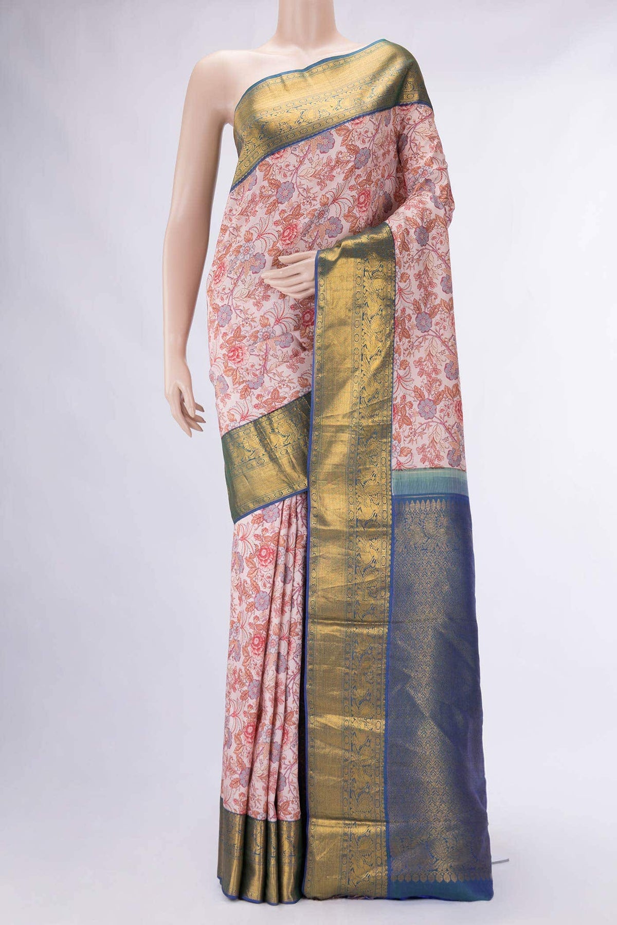 Peach Kanchipuram Silk Saree