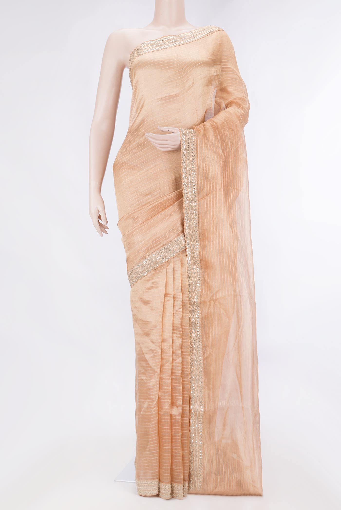 Peach Dual Tone Organza Silk Saree