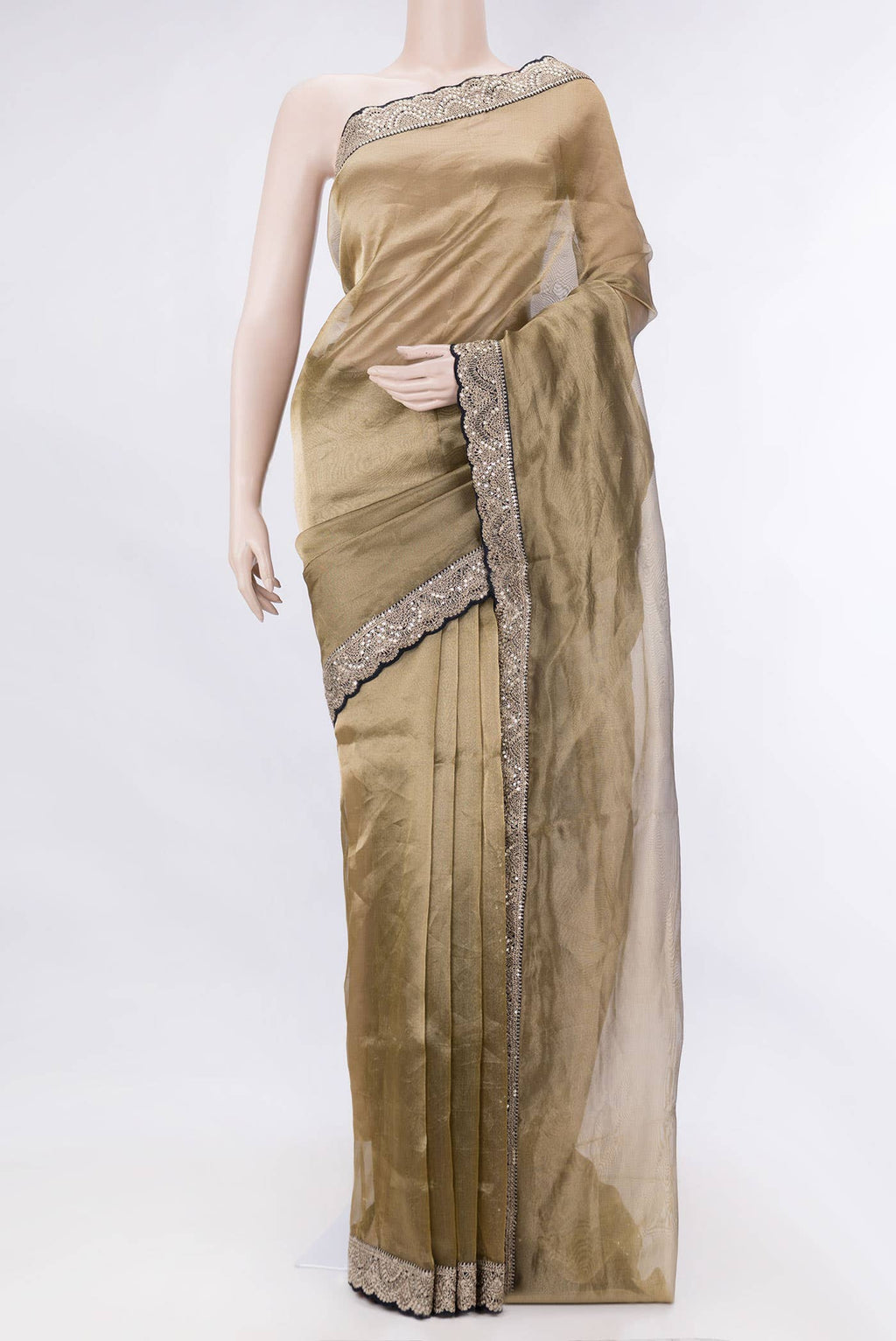Gold Dual Tone Organza Silk Saree