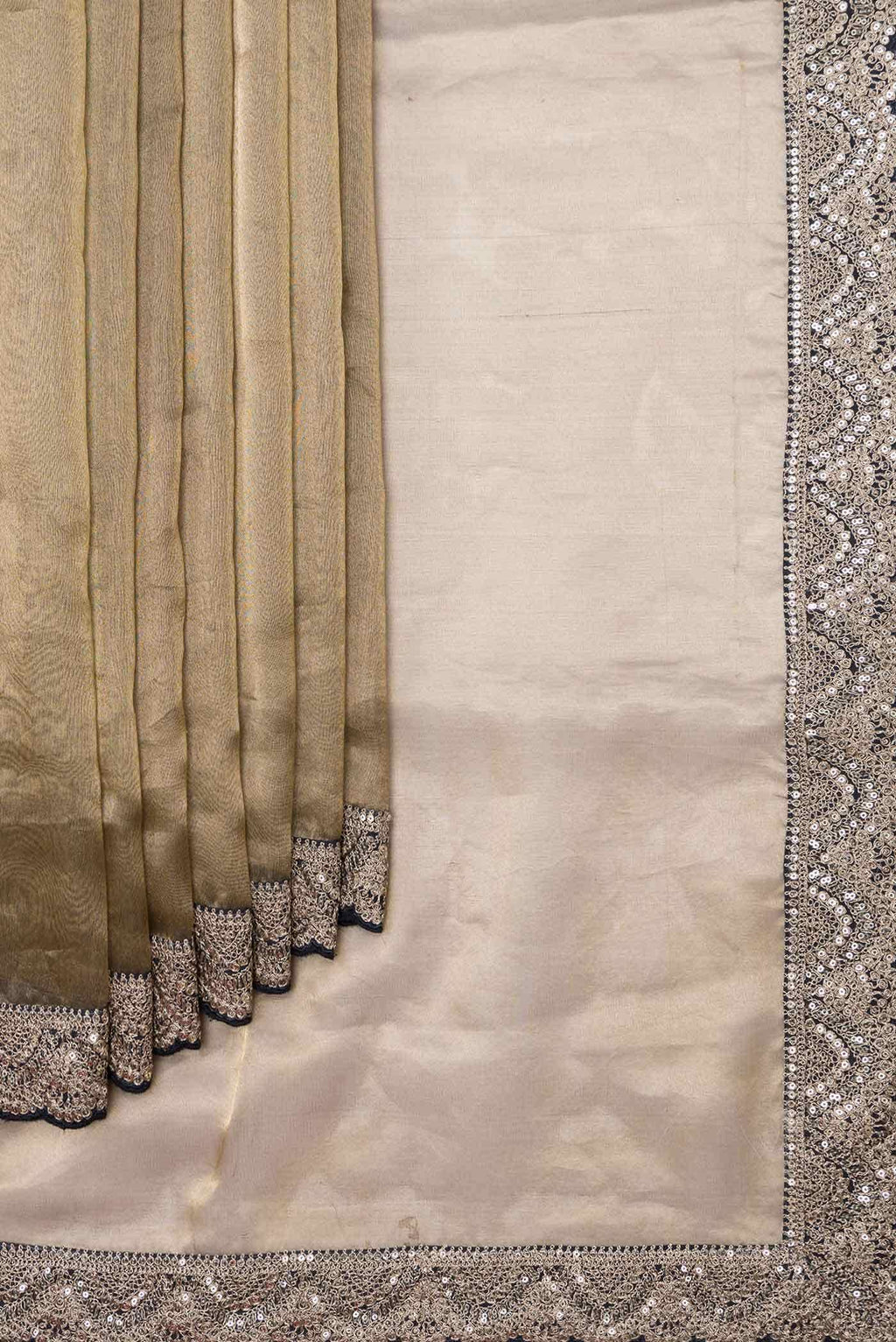 Gold Dual Tone Organza Silk Saree