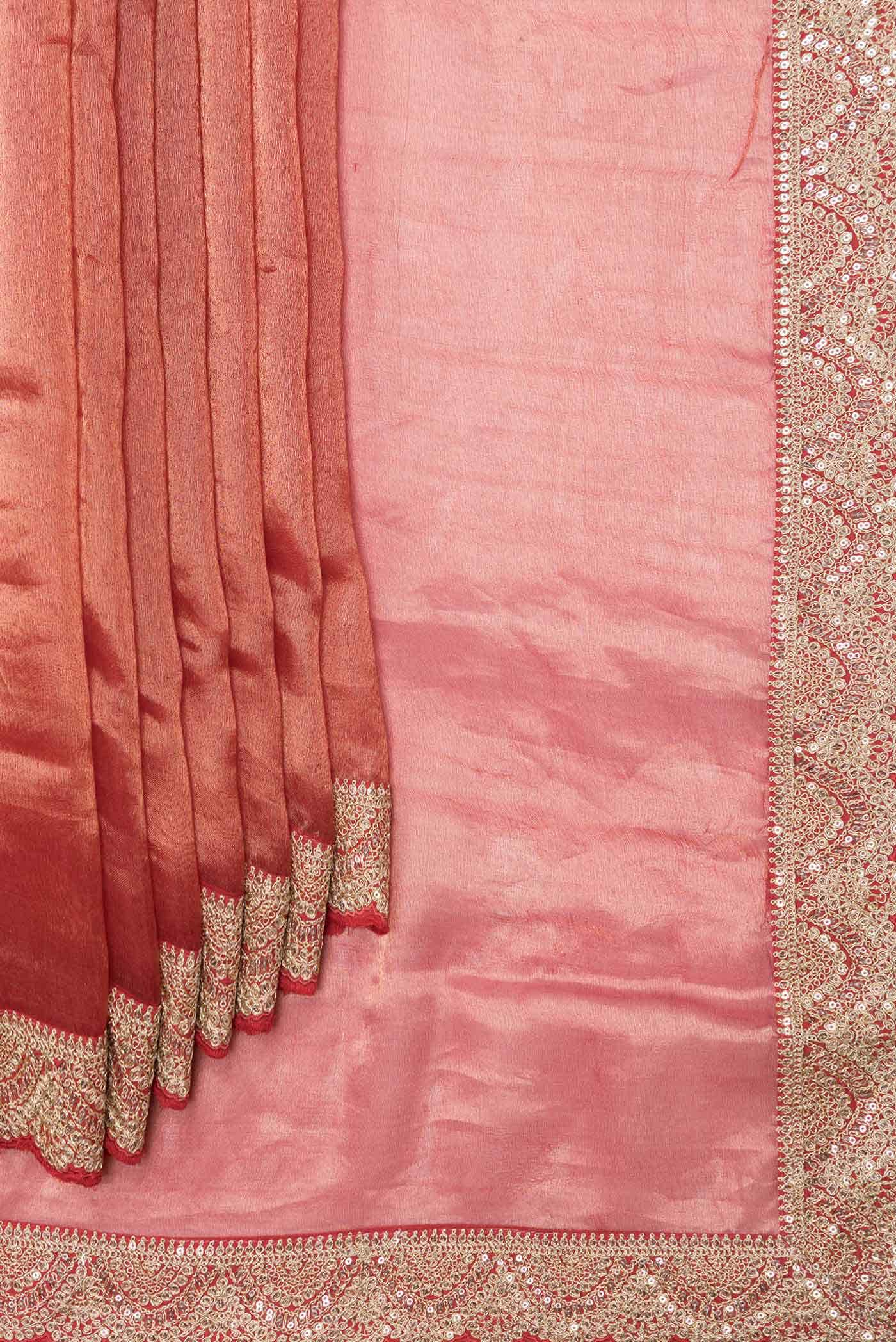Red Dual Tone Organza Silk Saree