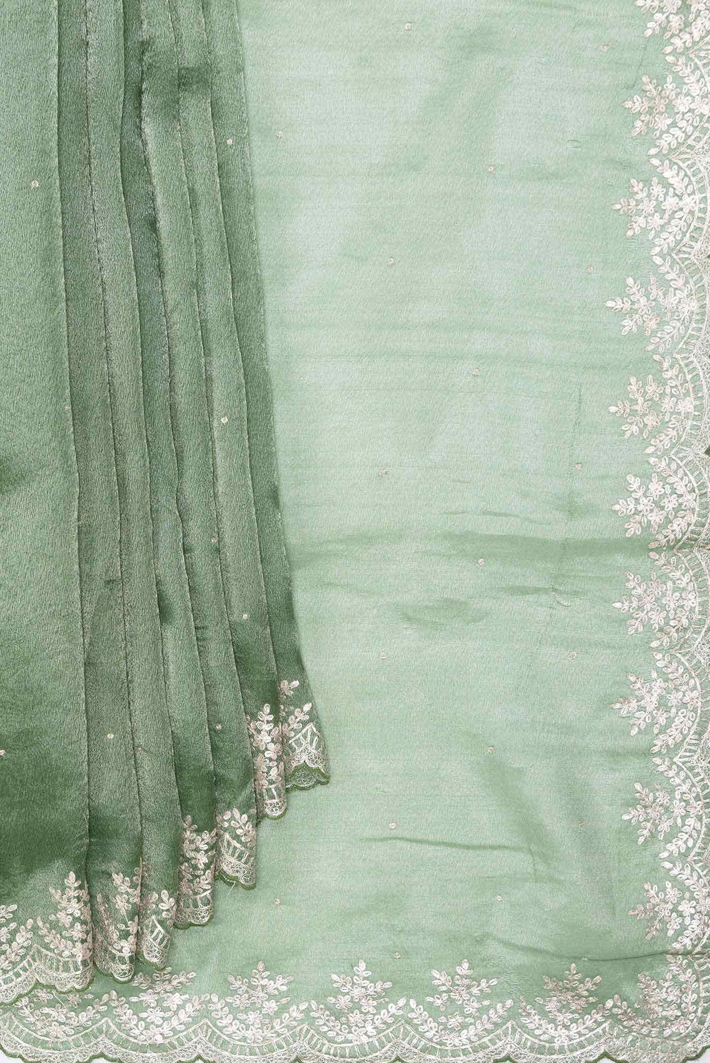 Green Dual Tone Organza Silk Saree