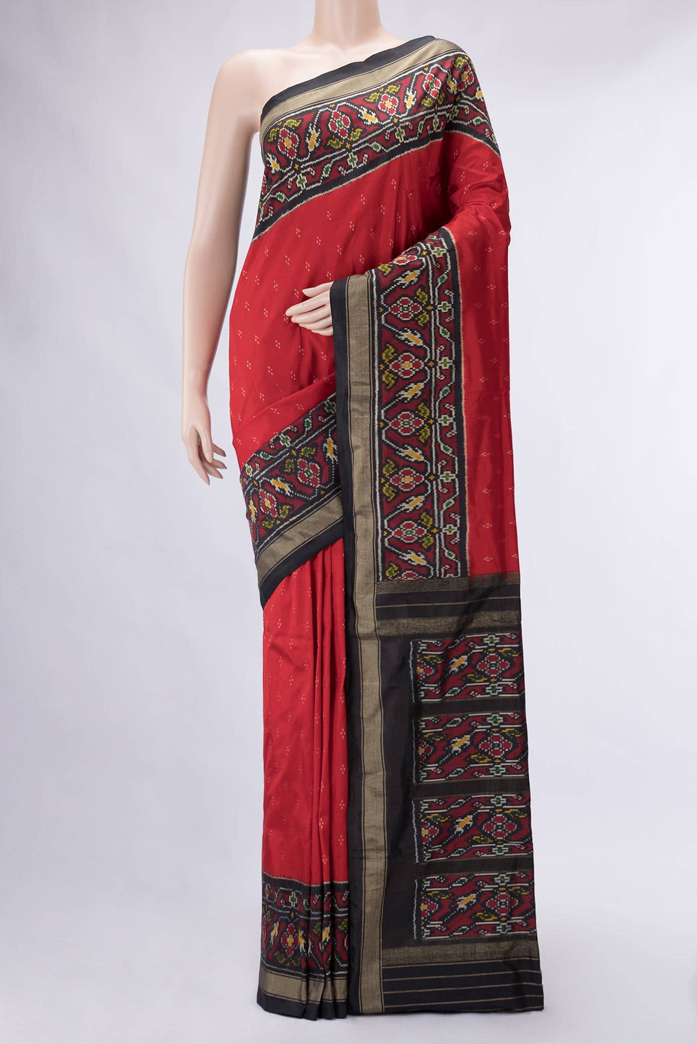 Red Dual Tone Double Ikat Saree