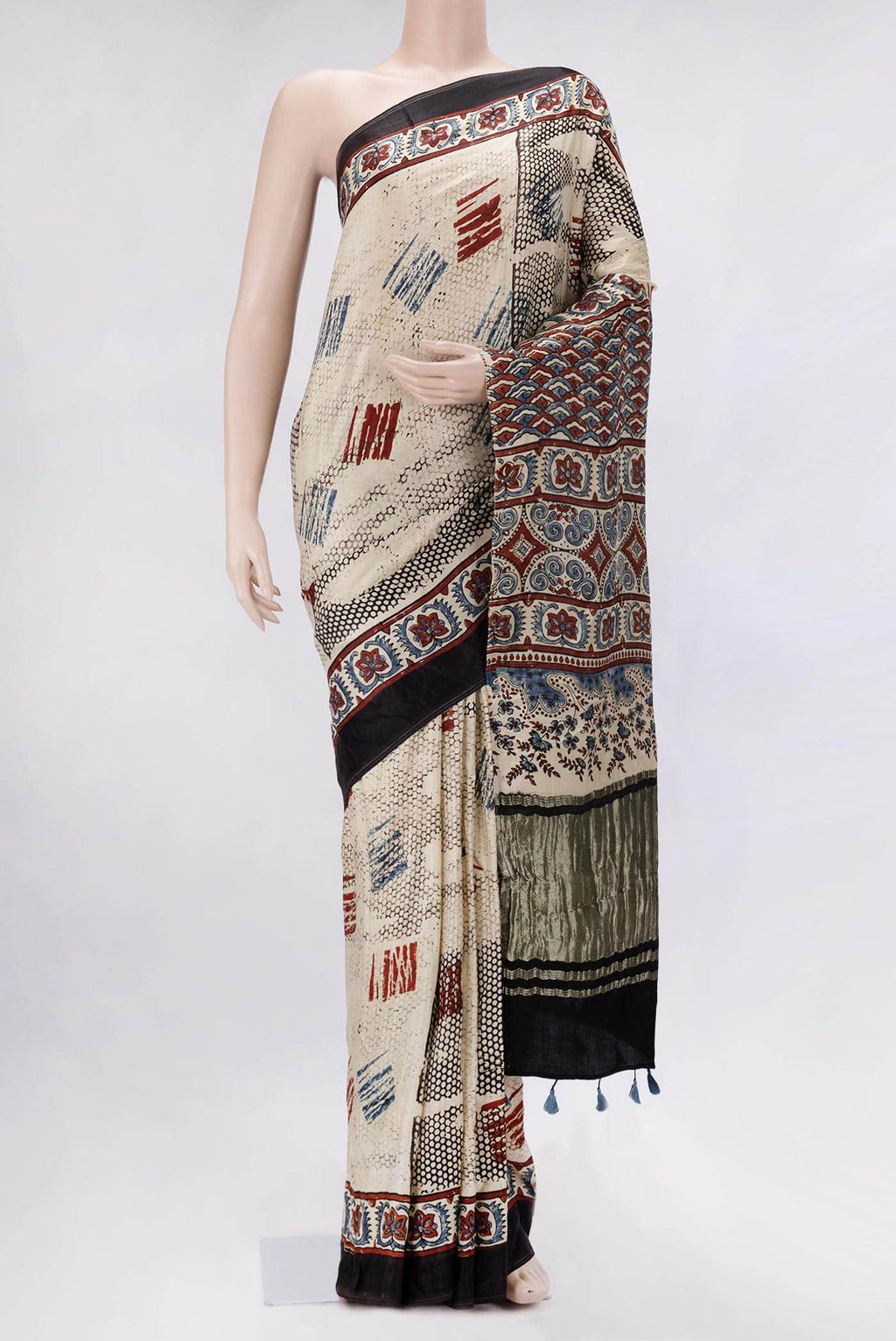 Beige Dual Tone Mysore Crepe Saree