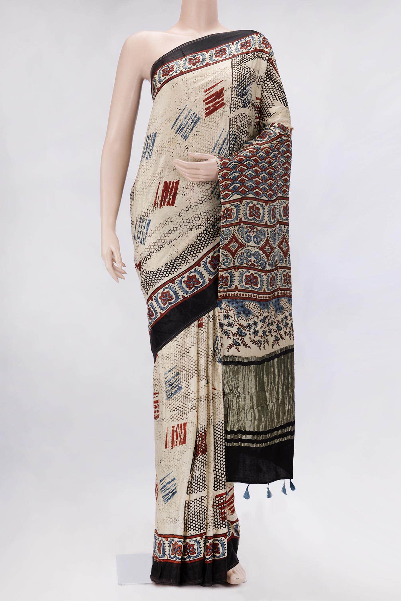 Beige Dual Tone Mysore Crepe Saree