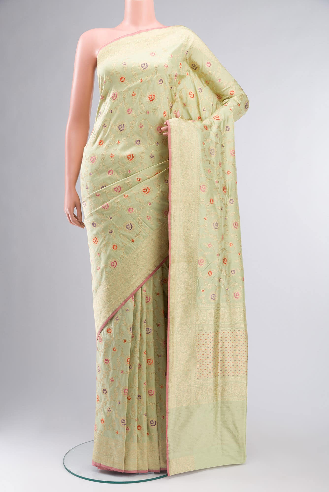 Pure Silk Pure Zari Light Green Banarasi Saree