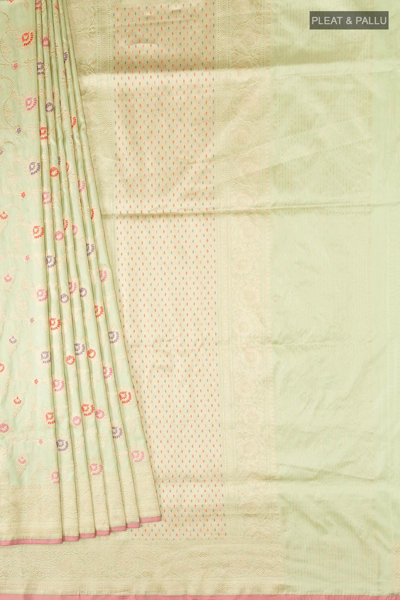 Pure Silk Pure Zari Light Green Banarasi Saree