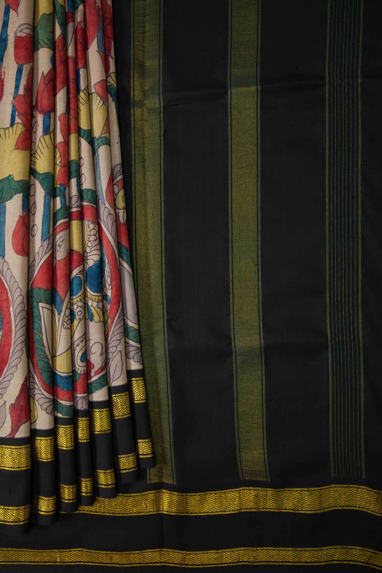 Beige Dual Tone Kanchipuram Silk Saree