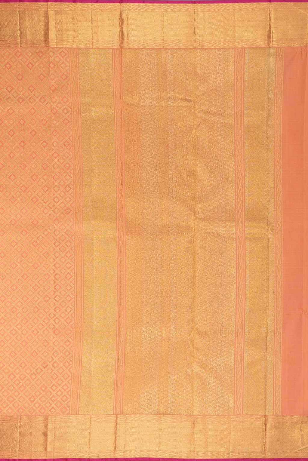 Pure Silk Pure Zari Golden Peach Dual Tone Kanchipuram Saree