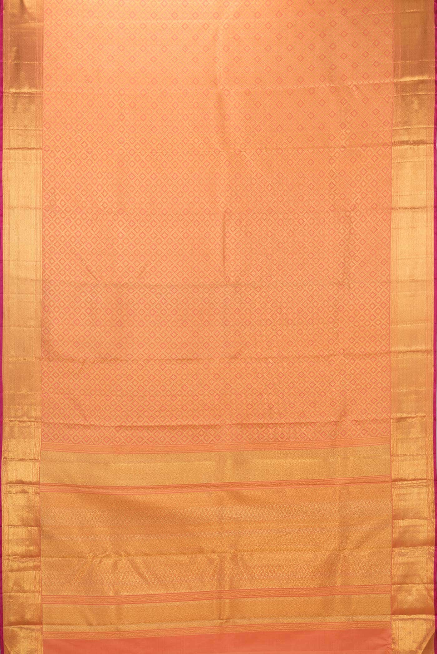 Pure Silk Pure Zari Golden Peach Dual Tone Kanchipuram Saree